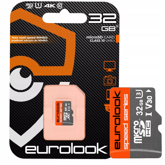 microSD atminties kortelė 32 GB EUROLOOK Class 10 V30, skirta WiFi kameroms