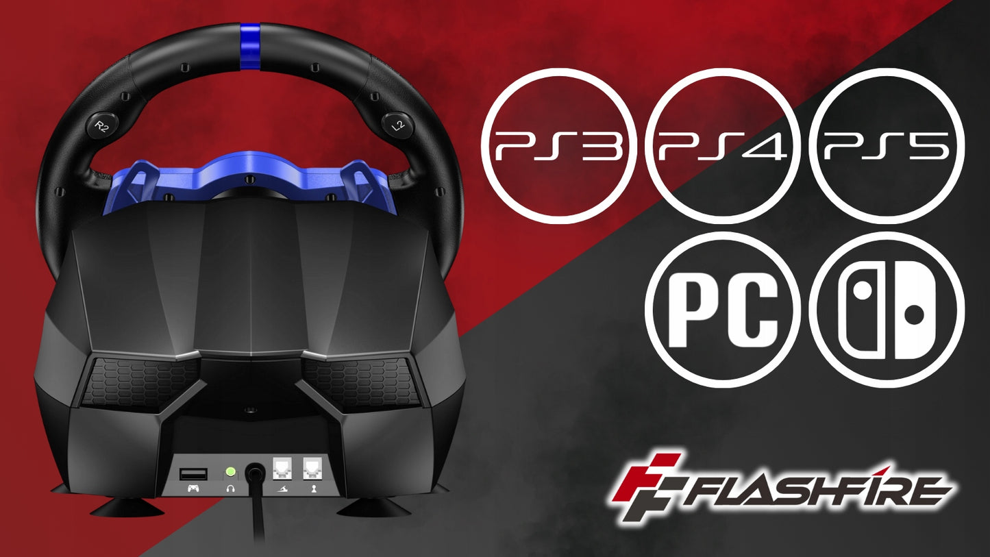 Žaidimų vairas FLASHFIRE F111 6 pavaros 270°/900° PC PS5 PS4 Switch