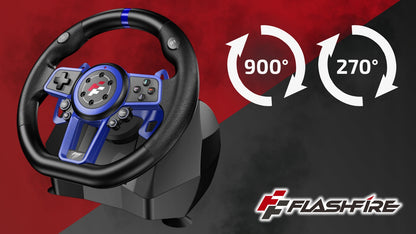 Žaidimų vairas FLASHFIRE F111 6 pavaros 270°/900° PC PS5 PS4 Switch