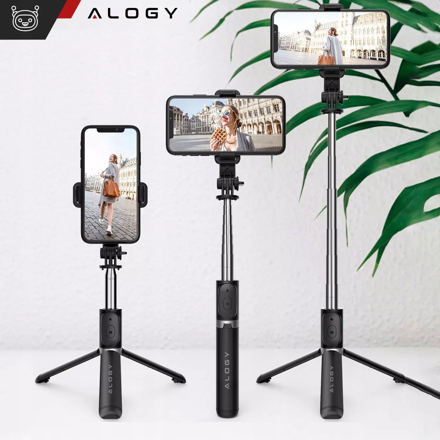 Asmenukių lazdelė, stovas, trikojis, teleskopinis, 360 nuotraukoms + „Bluetooth“ nuotolinio valdymo pultelis – Alogy
