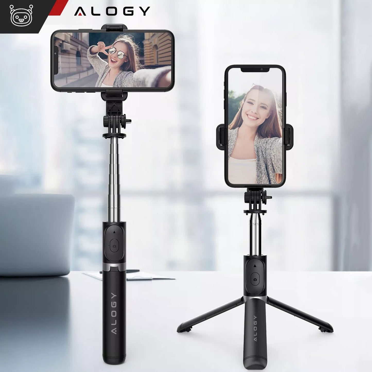 Asmenukių lazdelė, stovas, trikojis, teleskopinis, 360 nuotraukoms + „Bluetooth“ nuotolinio valdymo pultelis – Alogy