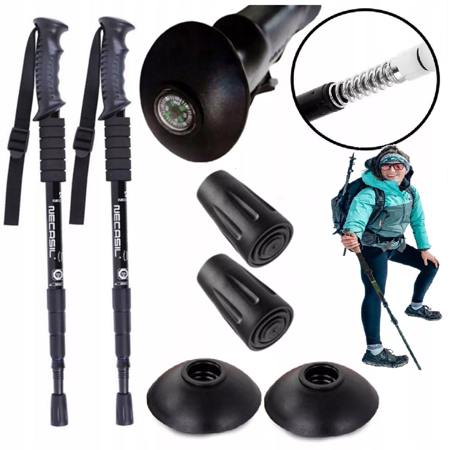 NORDIC WALKING TREKKINGOWE lazdai vaikščiojimui REGULIUOJAMI Rinkinys 2 vnt