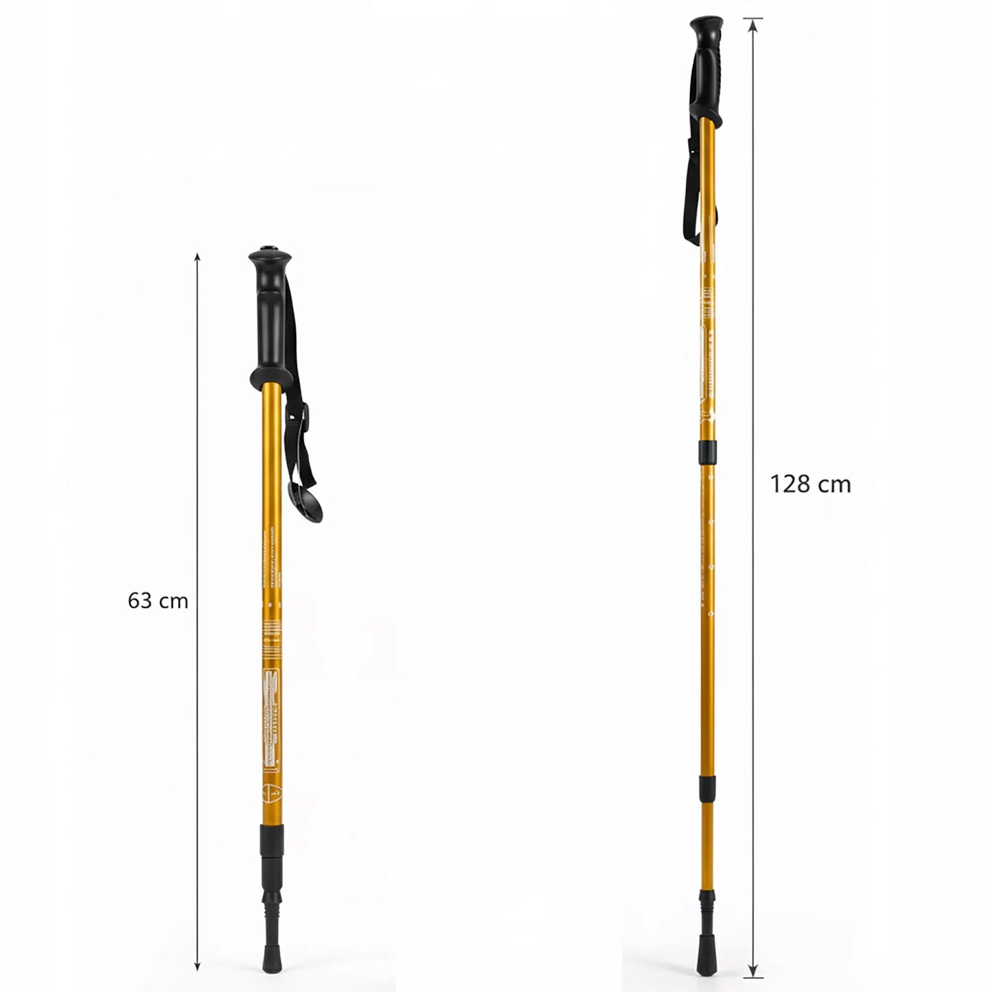 Nordic Walking lazdos, žygiavimo lazdos, sulankstomos, auksinės