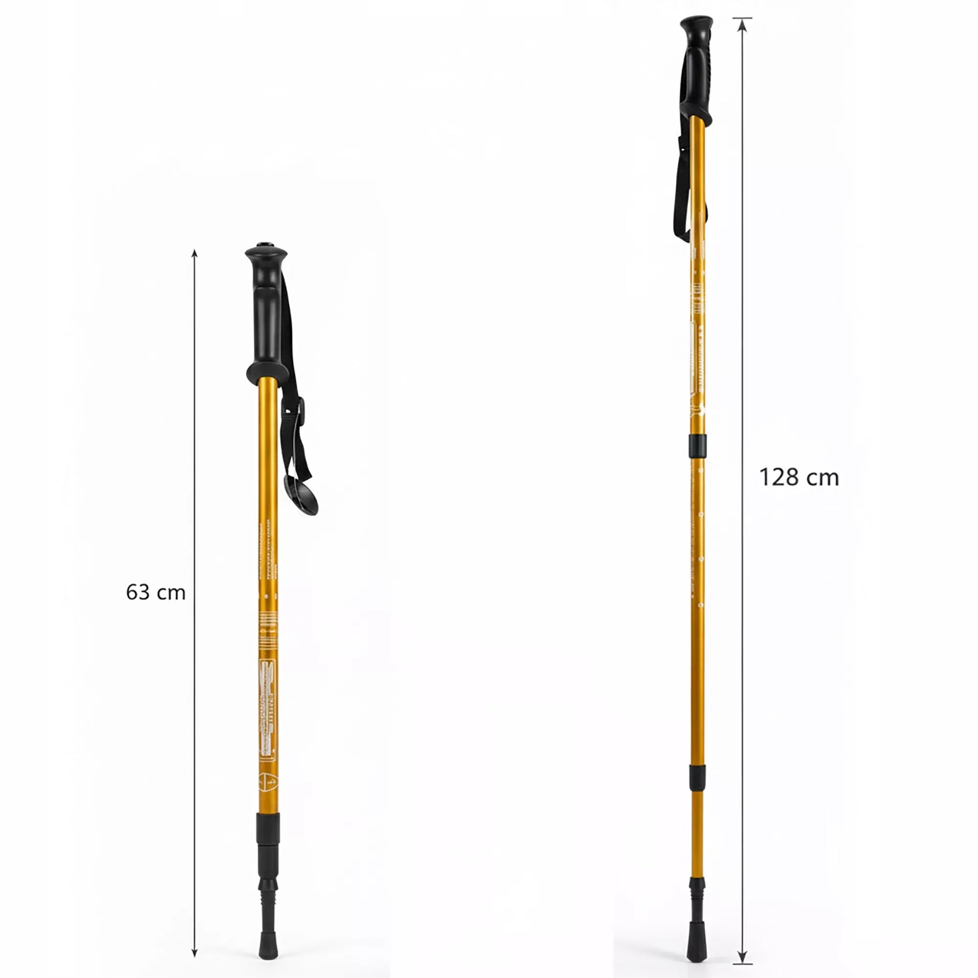 Nordic Walking lazdos, žygiavimo lazdos, sulankstomos, auksinės