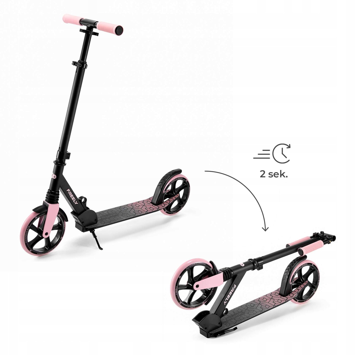 Miesto paspirtukas vaikams ir suaugusiems, sulankstomas iki 100kg, rožinis, FREELY KINDERKRAFT