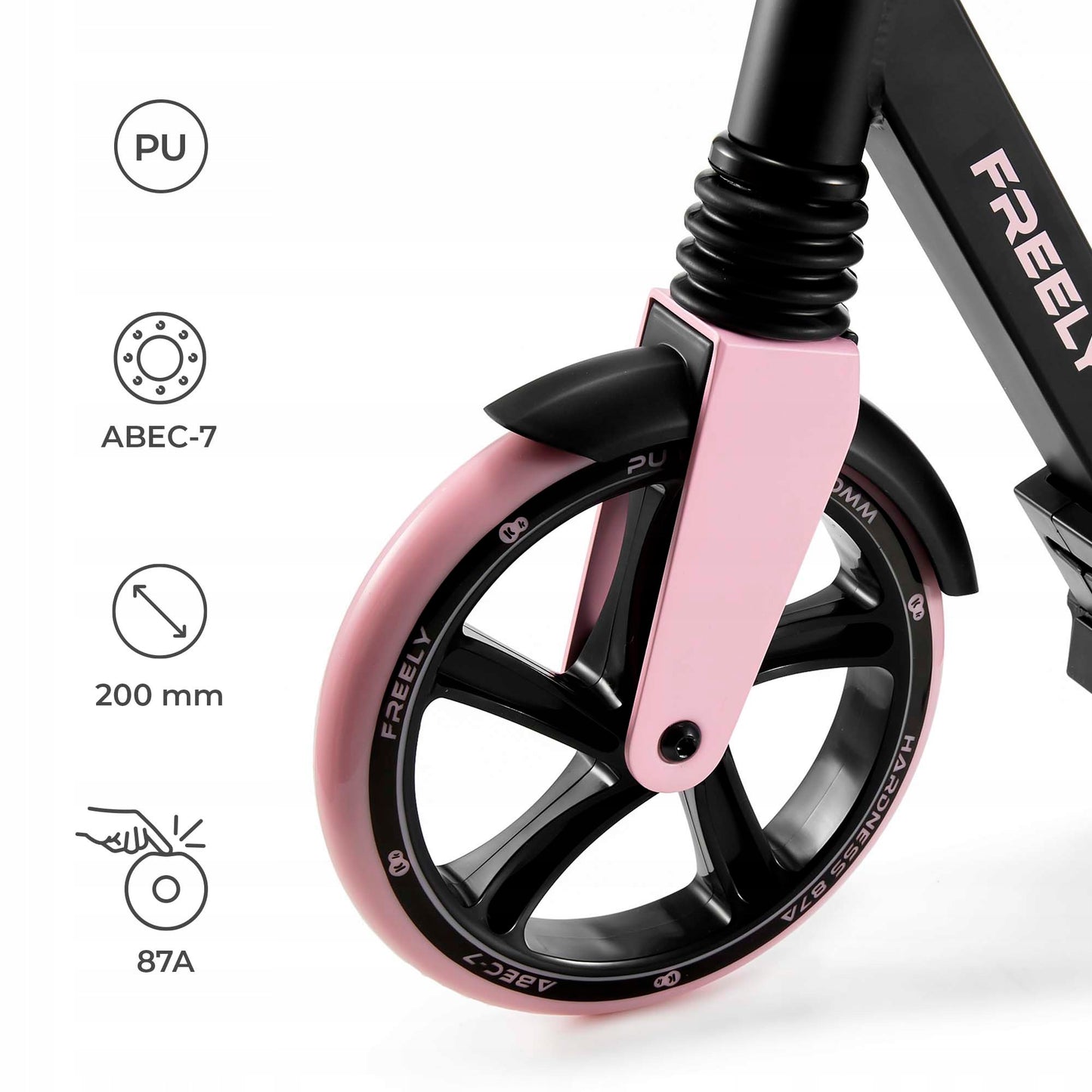 Miesto paspirtukas vaikams ir suaugusiems, sulankstomas iki 100kg, rožinis, FREELY KINDERKRAFT