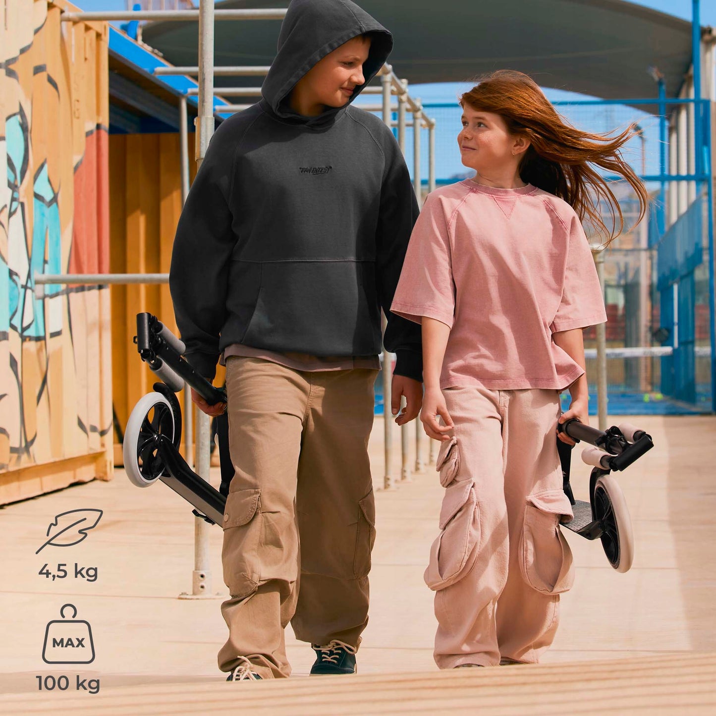 Miesto paspirtukas vaikams ir suaugusiems, sulankstomas iki 100kg, rožinis, FREELY KINDERKRAFT