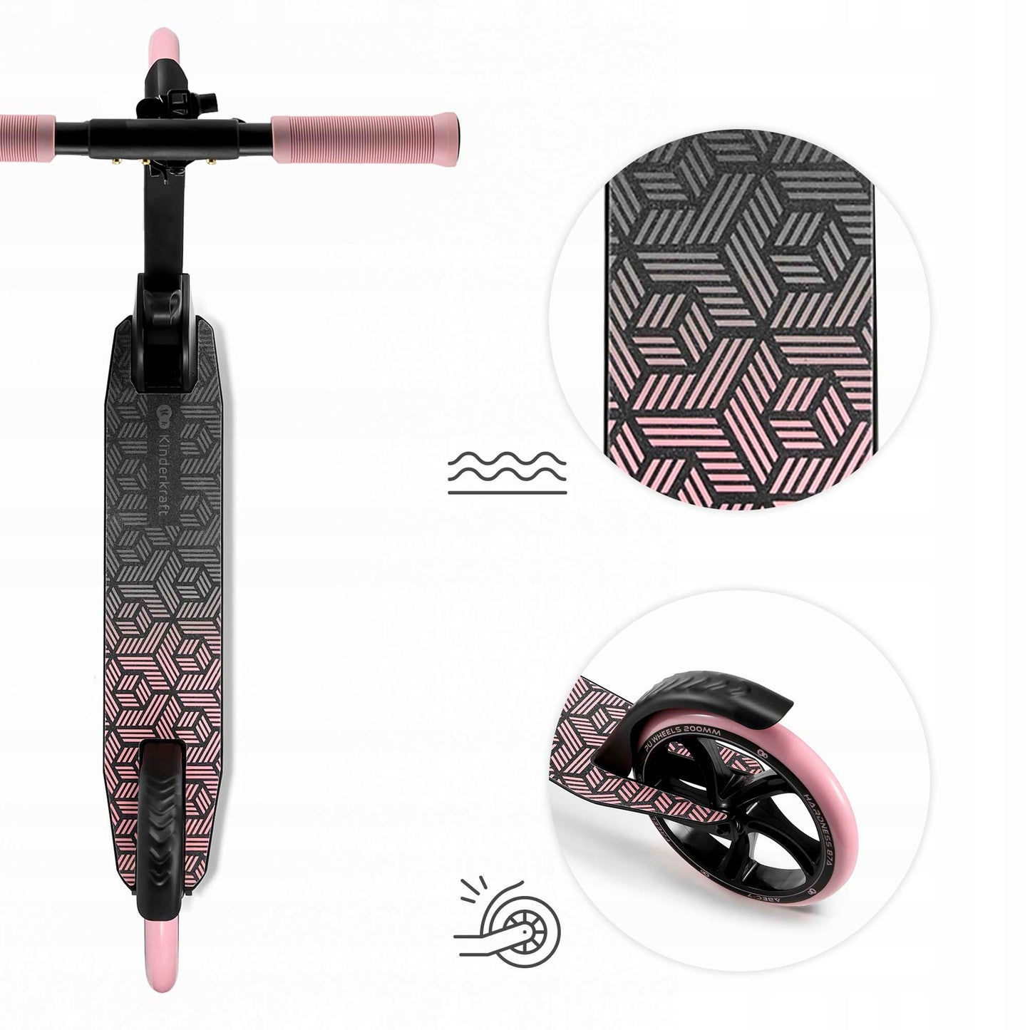 Miesto paspirtukas vaikams ir suaugusiems, sulankstomas iki 100kg, rožinis, FREELY KINDERKRAFT