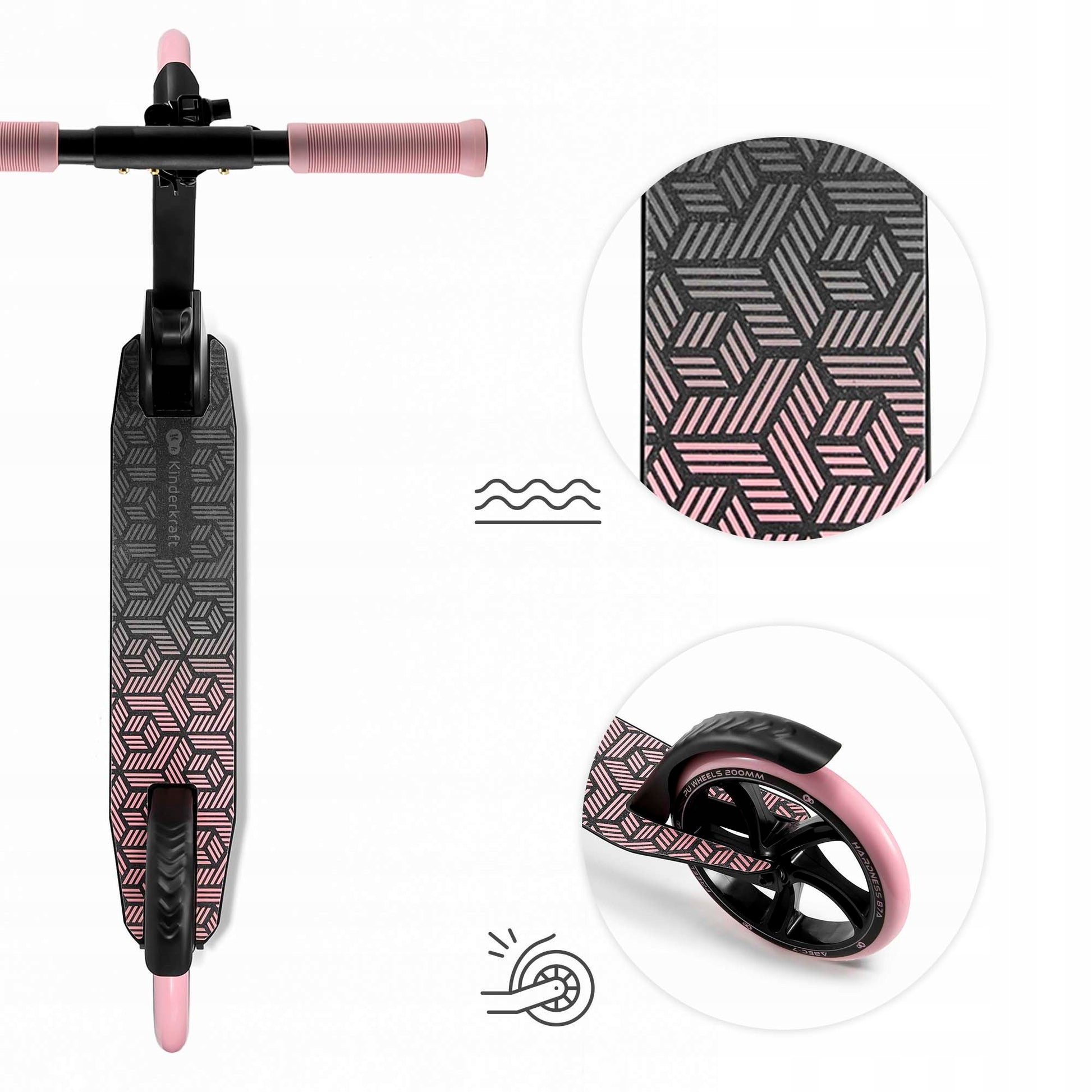 Miesto paspirtukas vaikams ir suaugusiems, sulankstomas iki 100kg, rožinis, FREELY KINDERKRAFT