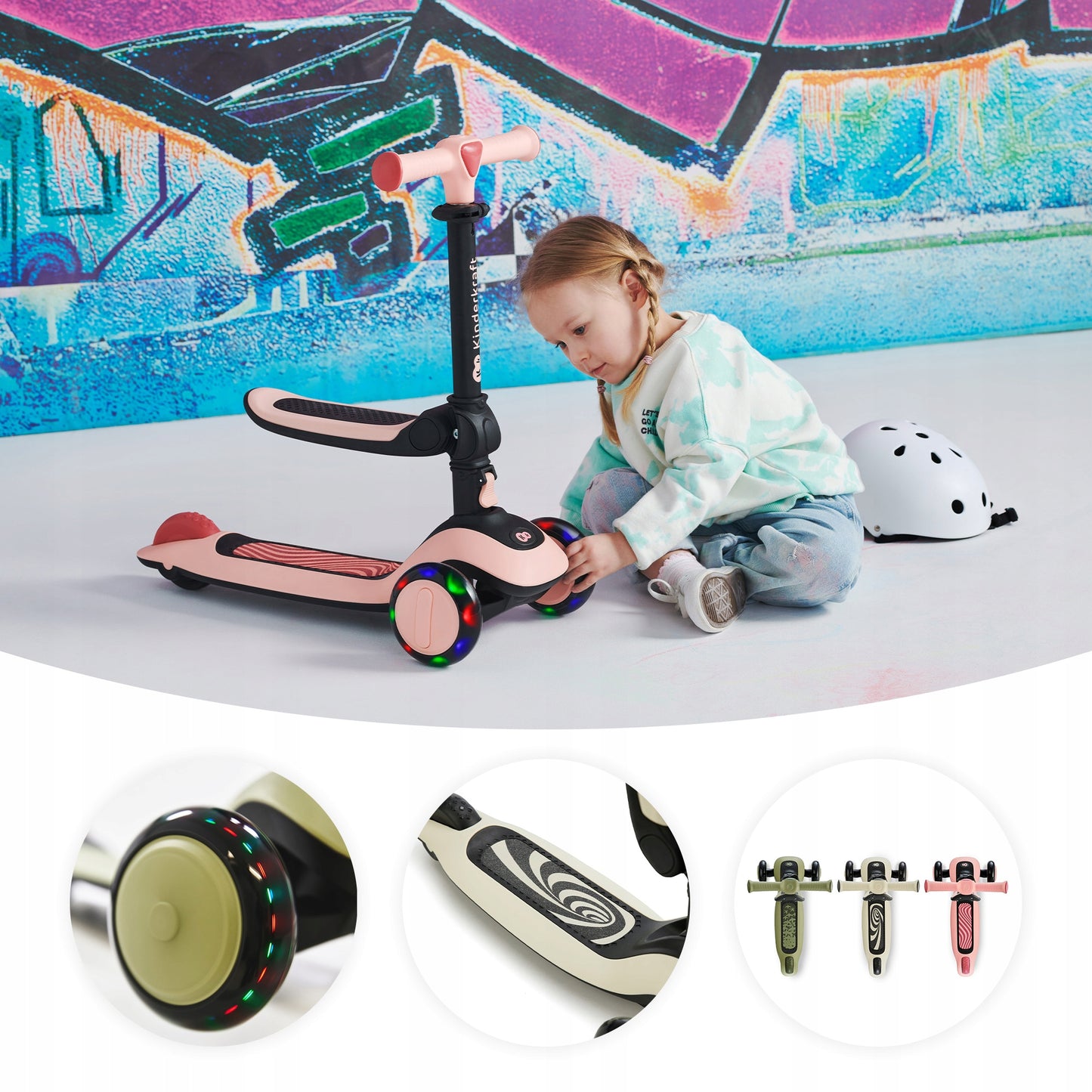 Kinderkraft Triratukas-Riedlentė 2in1 HALLEY Baltas