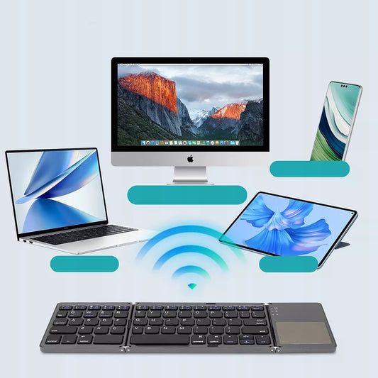 Sulankstoma belaidė „Bluetooth“ klaviatūra planšetiniam komputeriui su jutikliniu skydeliu