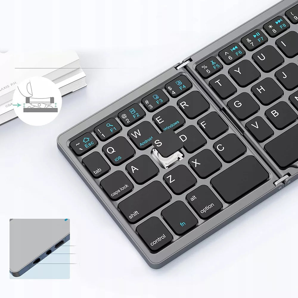 Sulankstoma belaidė „Bluetooth“ klaviatūra planšetiniam komputeriui su jutikliniu skydeliu
