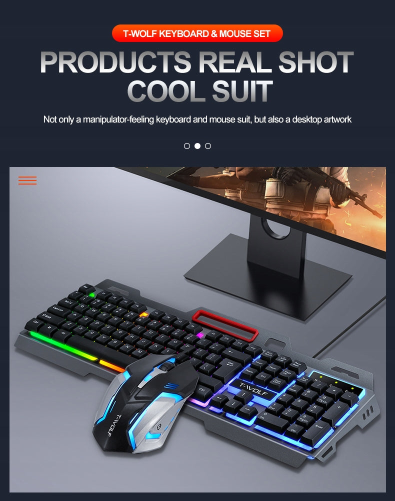 Žaidimų rinkinys: Klaviatūra ir pelė su LED apšvietimu Extralink TF600