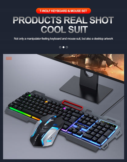 Žaidimų rinkinys: Klaviatūra ir pelė su LED apšvietimu Extralink TF600