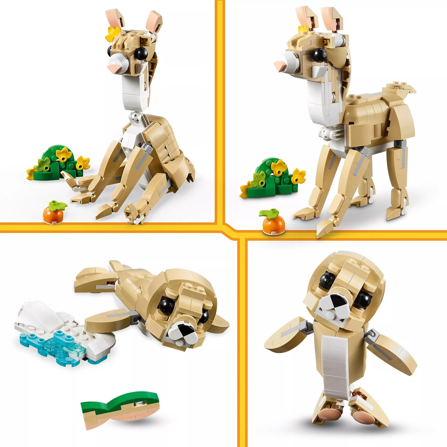 LEGO CREATOR 3in1 kaladėlės 31162 Mielas zuikis, lama, ruonis, triušis