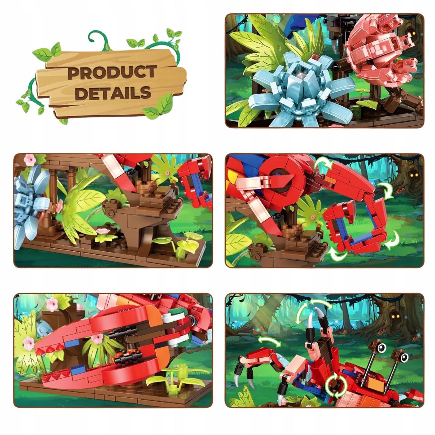 Konstrukciniai 3in1 kaladėlės Papūga Chameleon Krabas Creator rinkinys 538 detalės