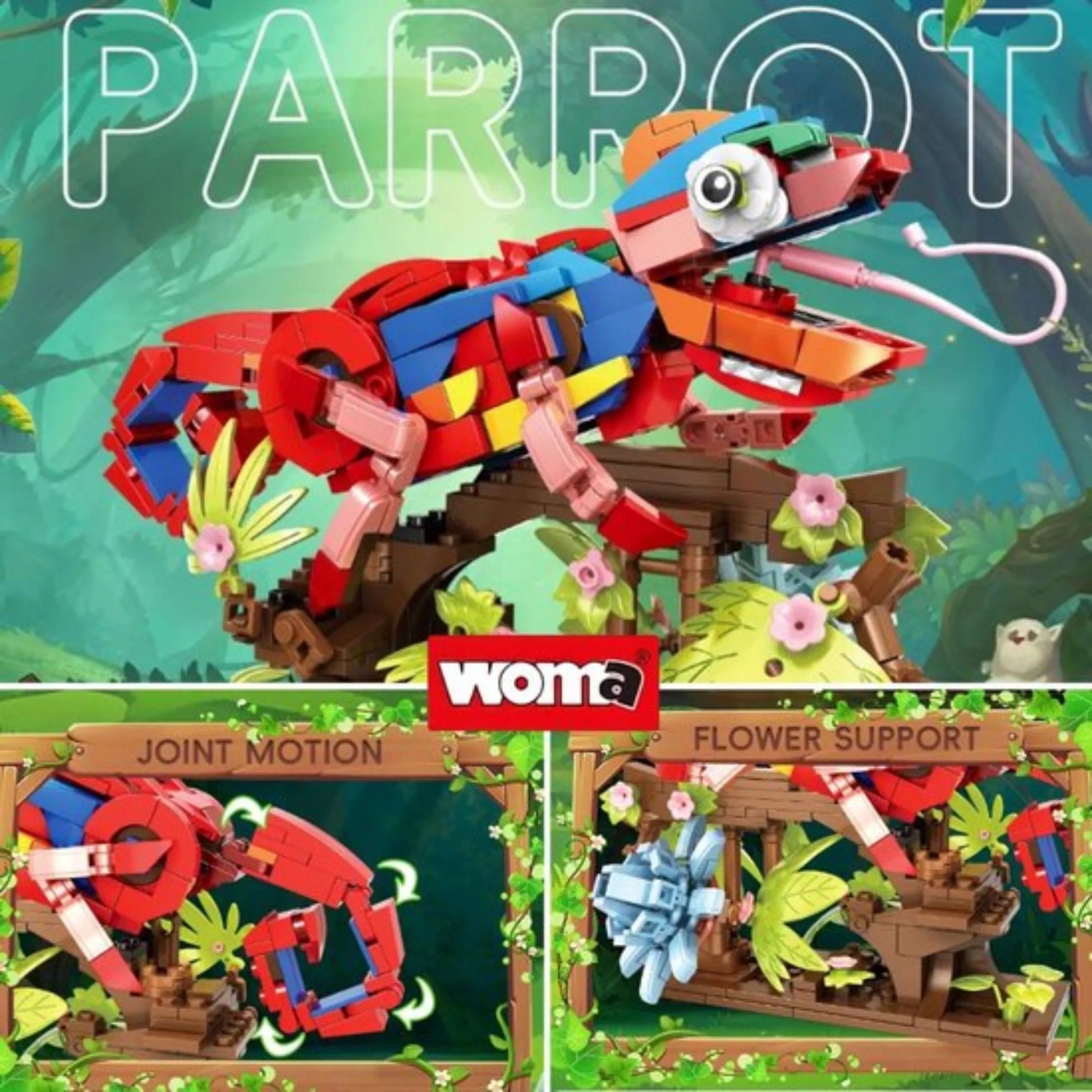 Konstrukciniai 3in1 kaladėlės Papūga Chameleon Krabas Creator rinkinys 538 detalės