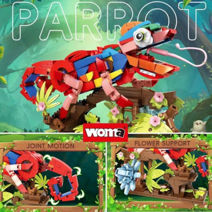 Konstrukciniai 3in1 kaladėlės Papūga Chameleon Krabas Creator rinkinys 538 detalės