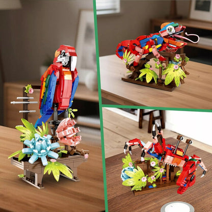 Konstrukciniai 3in1 kaladėlės Papūga Chameleon Krabas Creator rinkinys 538 detalės