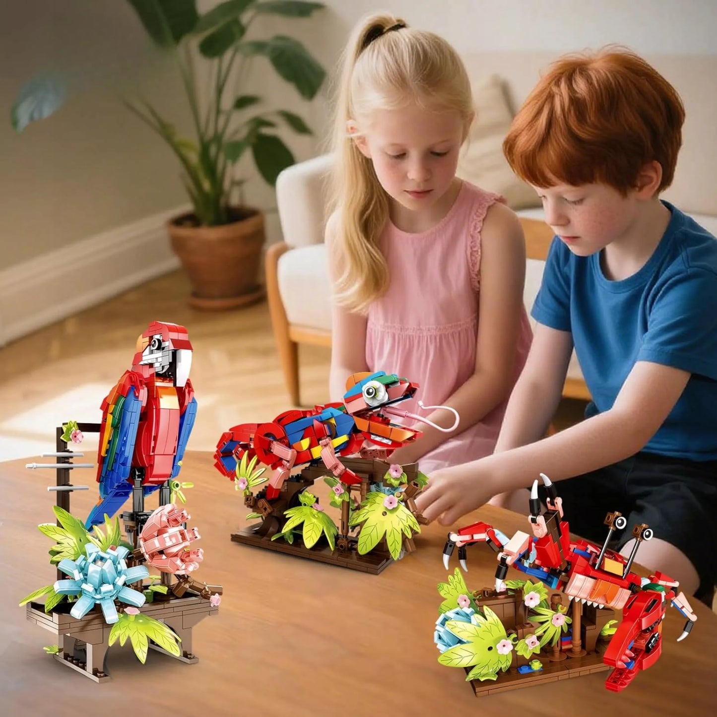 Konstrukciniai 3in1 kaladėlės Papūga Chameleon Krabas Creator rinkinys 538 detalės