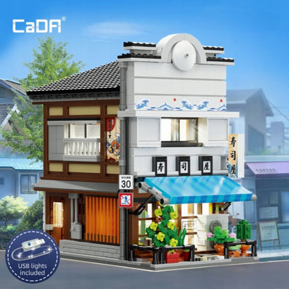CaDA konstukcinis rinkinys Sushiya Shop, 1665 dalys su LED apšvietimu