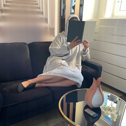 XXL Ilga 2in1 Šilta Stora Kailinė Oversize Megztinis-Pledas su Gobtuvu