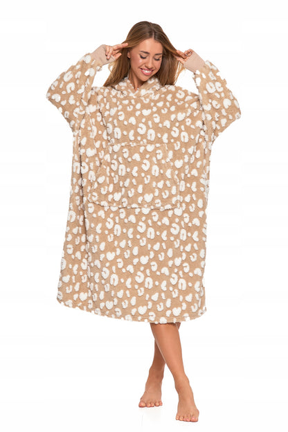 Kocobluza Moraj Oversize 2 in 1 moteriška šilta minkšta poliarinė bliuska su gobtuvu