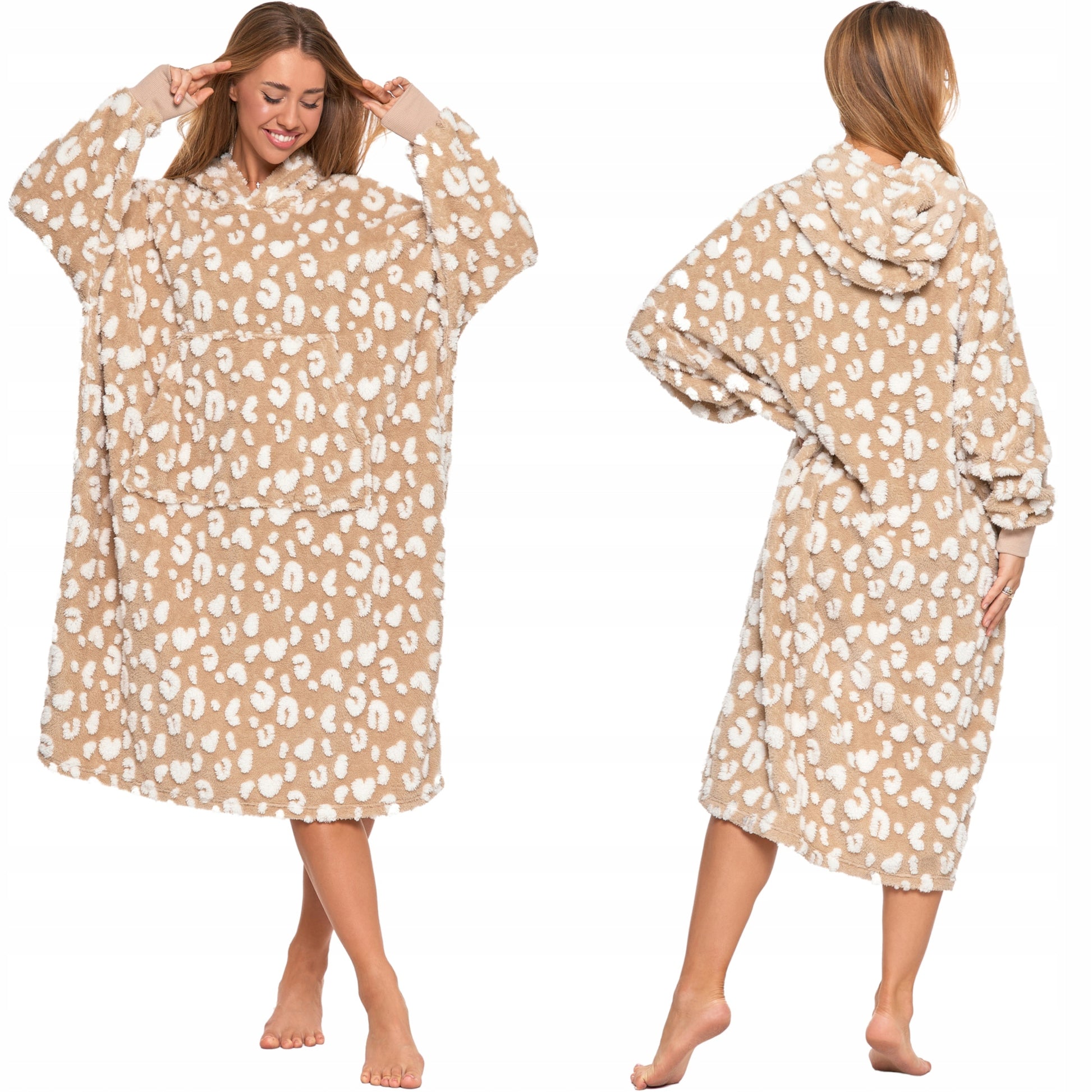 Kocobluza Moraj Oversize 2 in 1 moteriška šilta minkšta poliarinė bliuska su gobtuvu