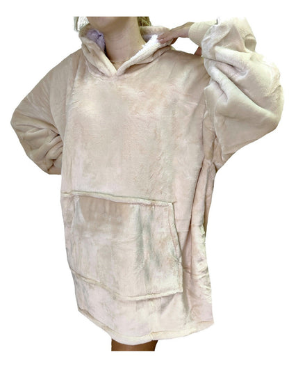 Laisvo kirpimo džemperis-pledaskocobluza 2 viename, šiltas oversize džemperis, pledas su gobtuvu ORANGE