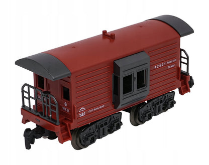 Retro traukinukas su šviesų, garso ir dūmų funkcija 216cm, lokomotyvas, vagonėliai