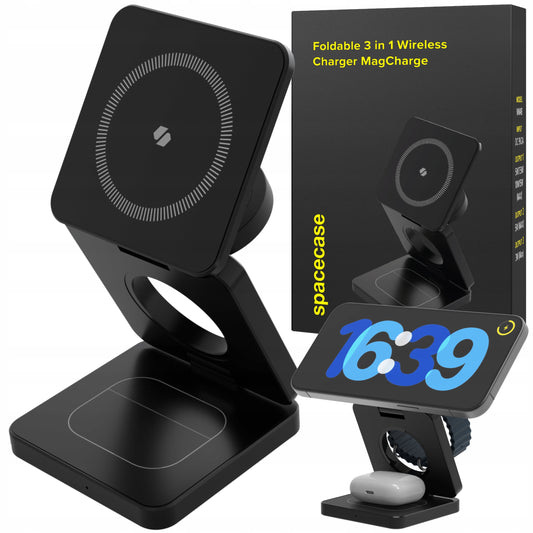3-in-1 Indukcinė įkrovimo stotelė, skirta MagSafe, sulankstoma, iPhone, AirPods, Apple Watch