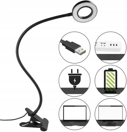 LED KNYGŲ SKAITYMO LEMPUTĖ, NAKTINĖ, STALINĖ, BELAIDĖ USB SU KLIPSU