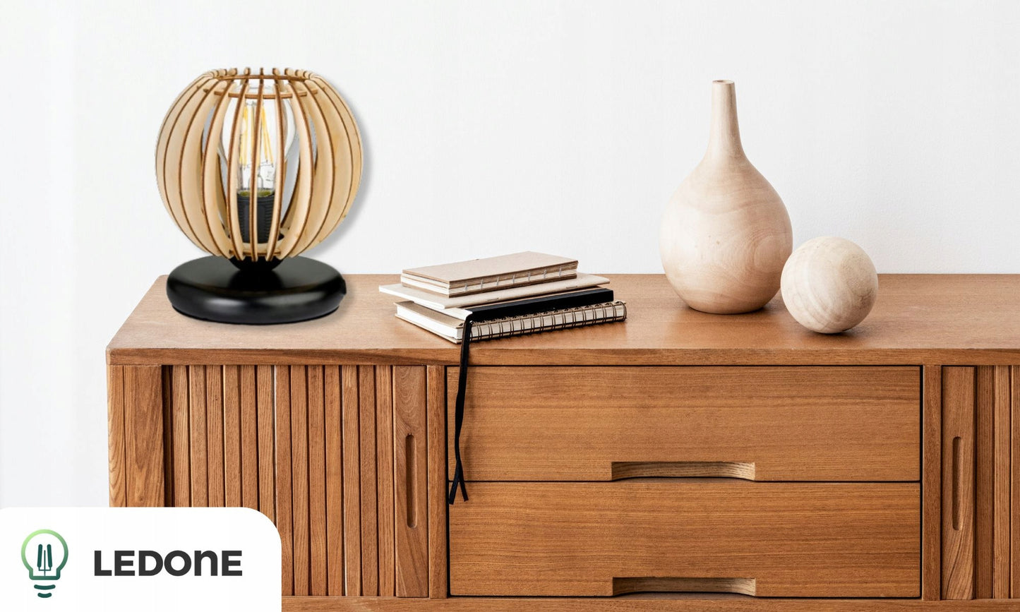 Naktinė lemputė Stalo lempa Medinis Loft Retro E27 Miegamajam Kištukinė