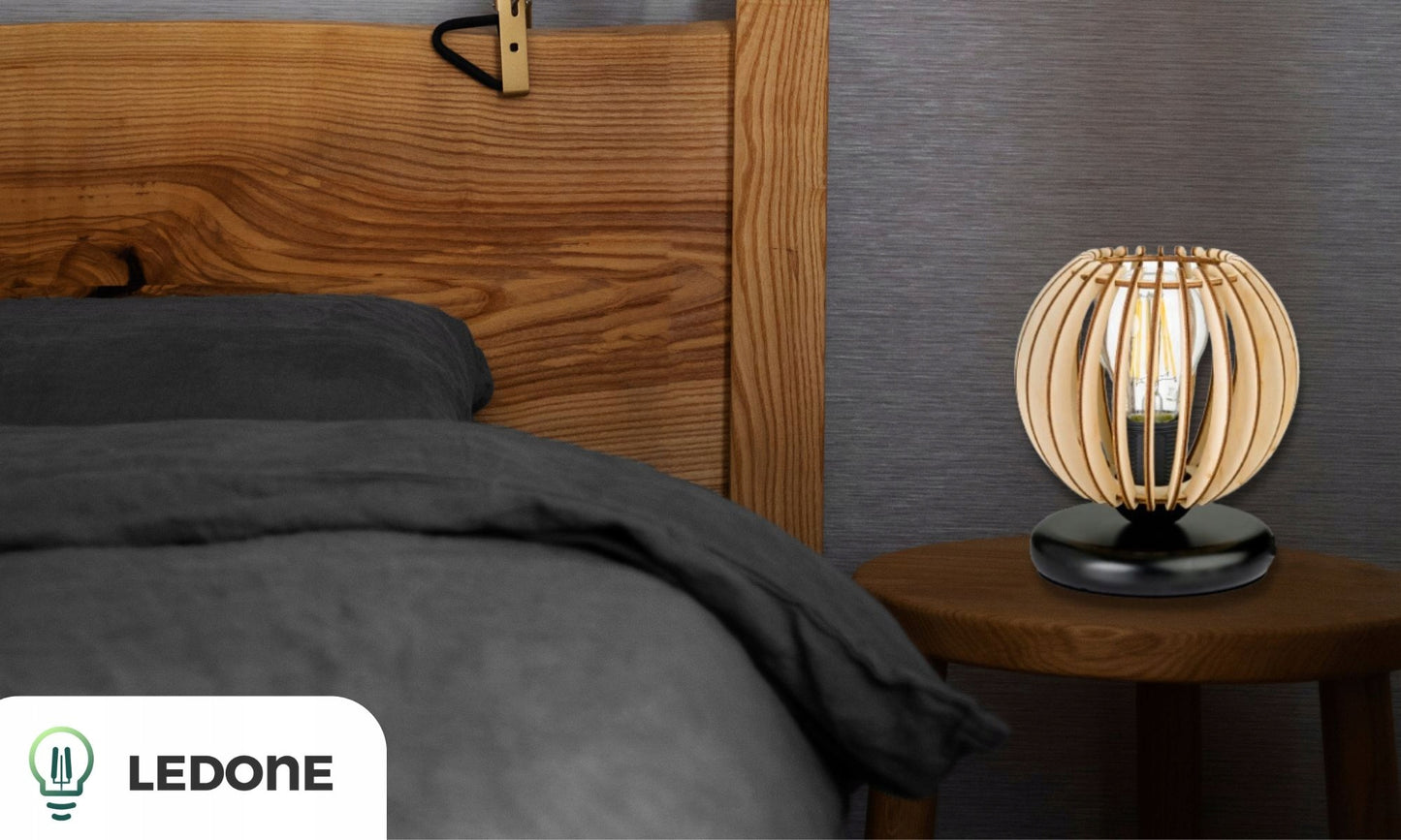 Naktinė lemputė Stalo lempa Medinis Loft Retro E27 Miegamajam Kištukinė