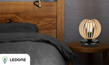 Naktinė lemputė Stalo lempa Medinis Loft Retro E27 Miegamajam Kištukinė