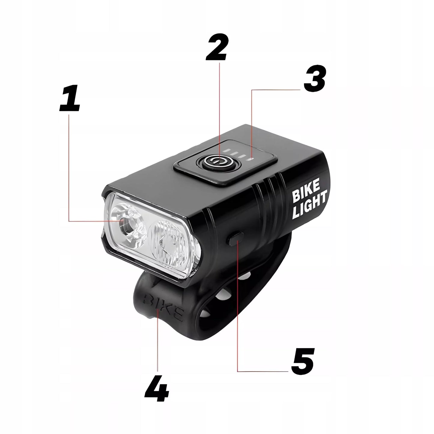 Dviračio žibintų rinkinys, priekinis + galinis ( USB ) 1600 lm