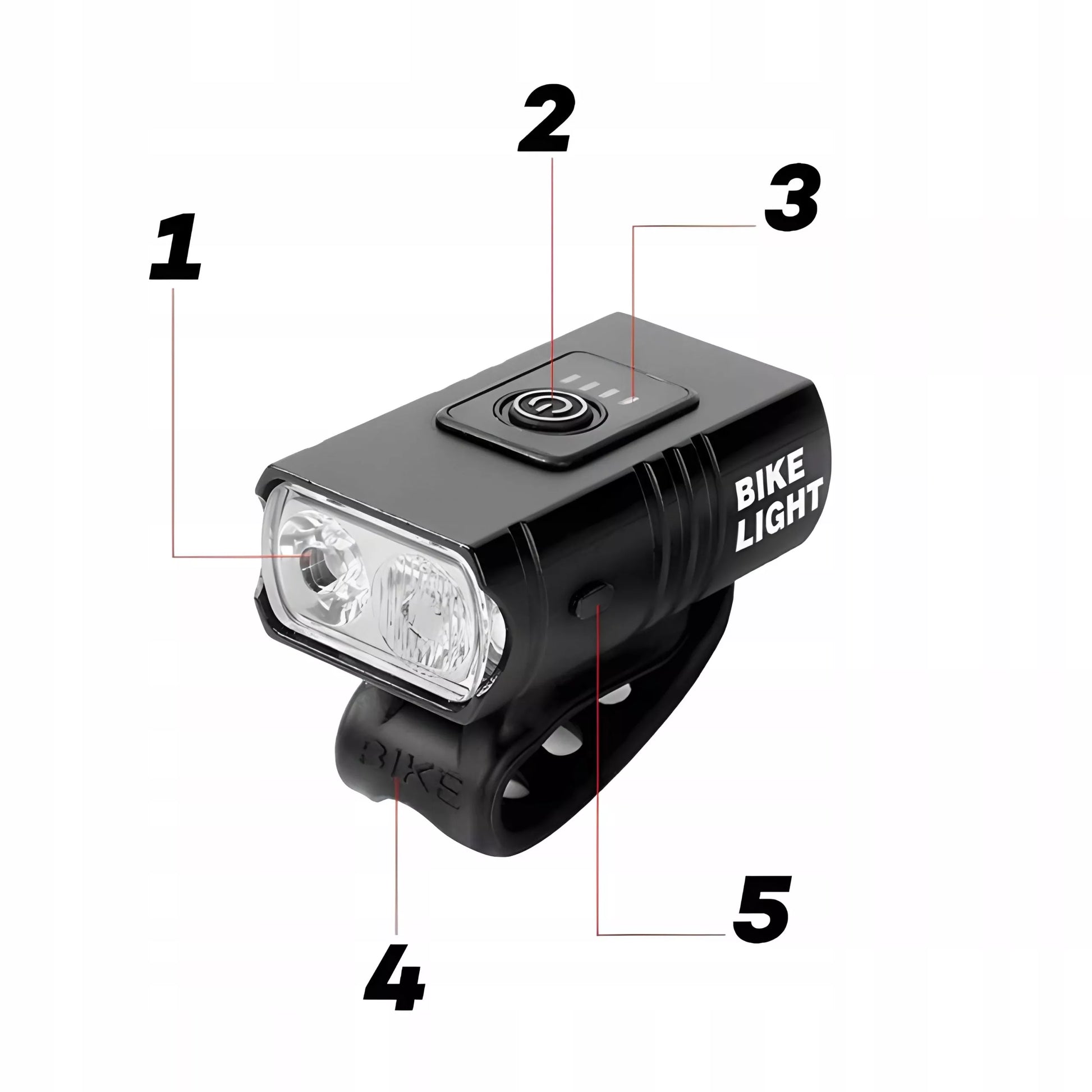 Dviračio žibintų rinkinys, priekinis + galinis ( USB ) 1600 lm