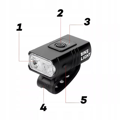 Dviračio žibintų rinkinys, priekinis + galinis ( USB ) 1600 lm