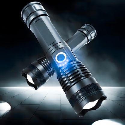 Taktinis Žibintuvėlis – Galingas LED, Akumuliatorinis, Atsparus Vandeniui, USB-C, 5 Švietimo Režimai