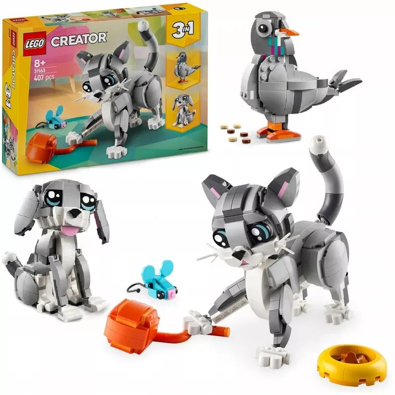 LEGO Creator 3-in-1 Žvalus katinas Judantis šuo Žavinga balandė 31163