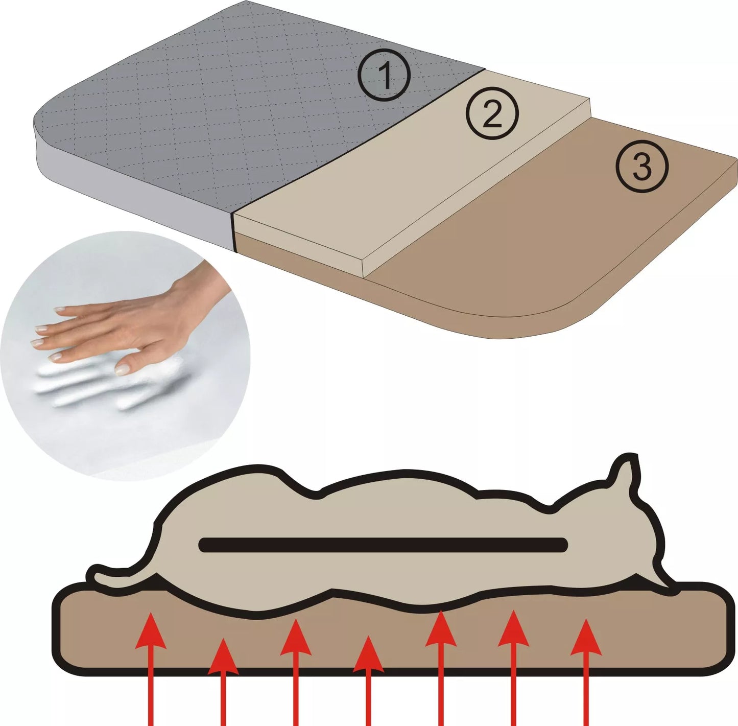 Ortopedinė lova šuniui XL, 94 × 62 cm