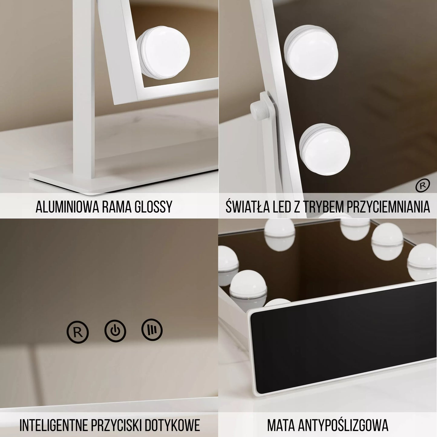 LED APŠVIETAS KOSMETINIS VEIDRODIS HOLLYWOOD TIPO MAKIAŽO VEIDRODIS PRO