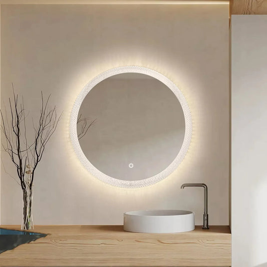Krištolinis apvalus LED veidrodis 60x60 cm