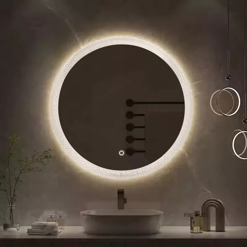 Krištolinis apvalus LED veidrodis 60x60 cm