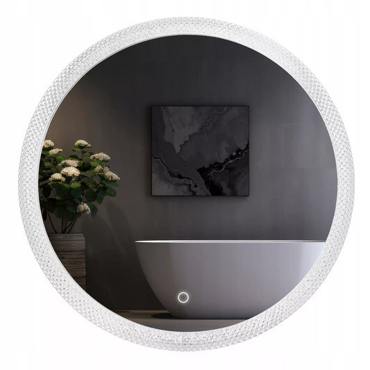 Krištolinis apvalus LED veidrodis 60x60 cm