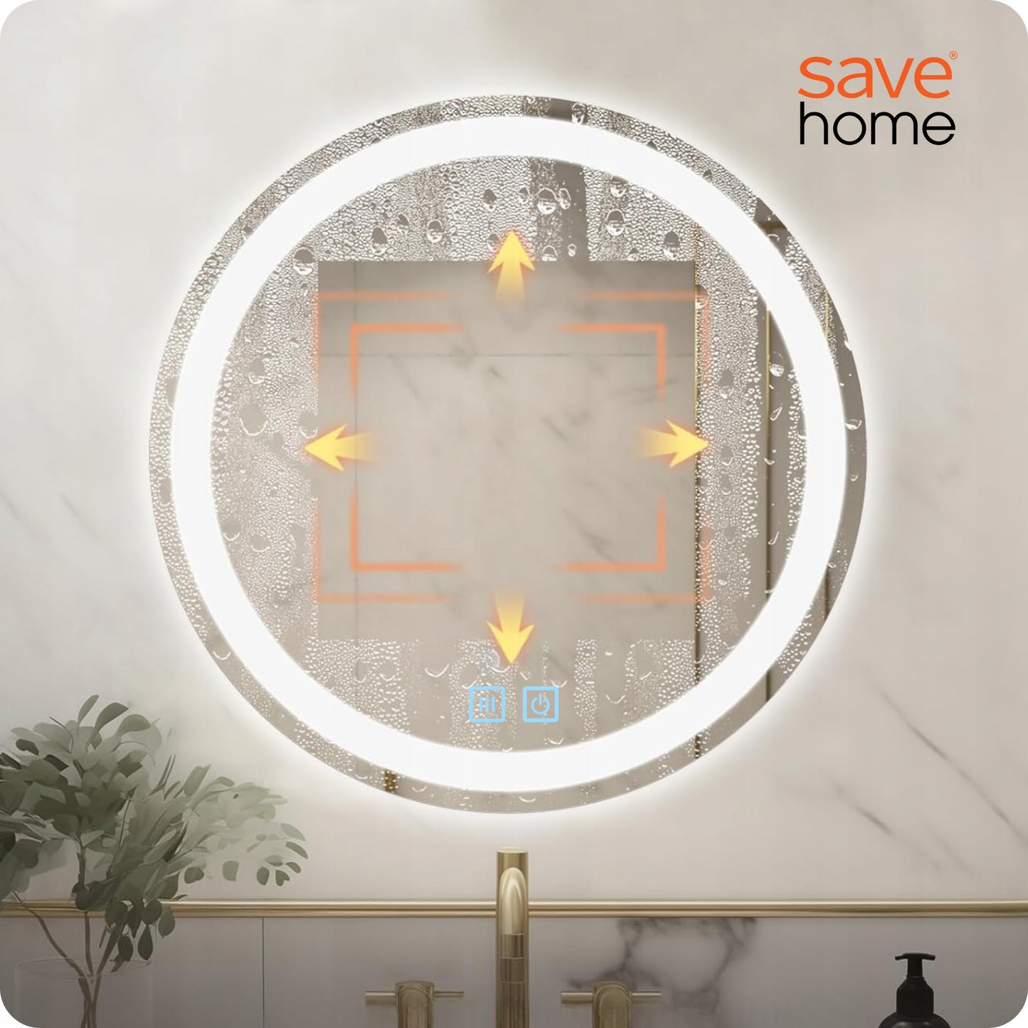 Apvalus LED Vonios Veidrodis 60 cm – Apšviestas, Anti-Fog, Jutiklinis, 3 Šviesos Spalvos