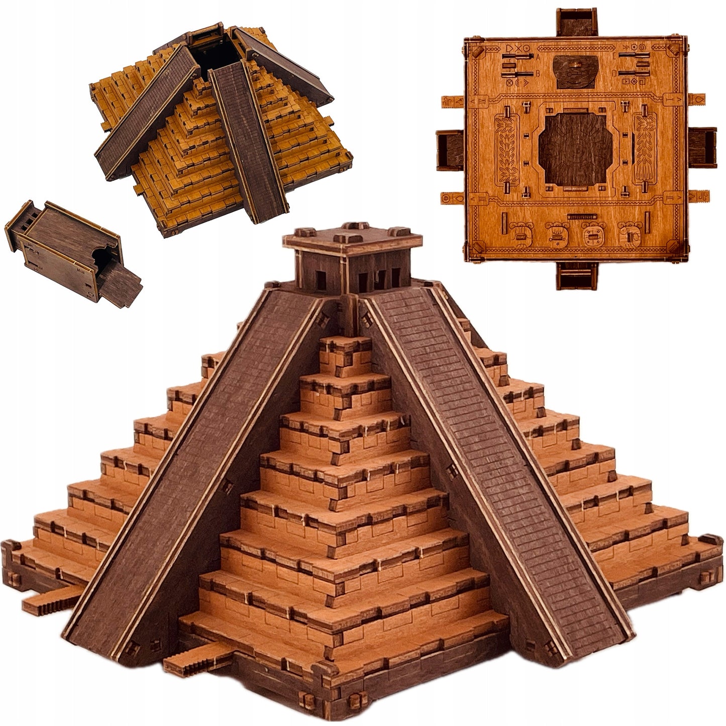 Galvosūkis Majų piramidė Escape Room dėžutė Medinės 3D dėlionės Wooden.City