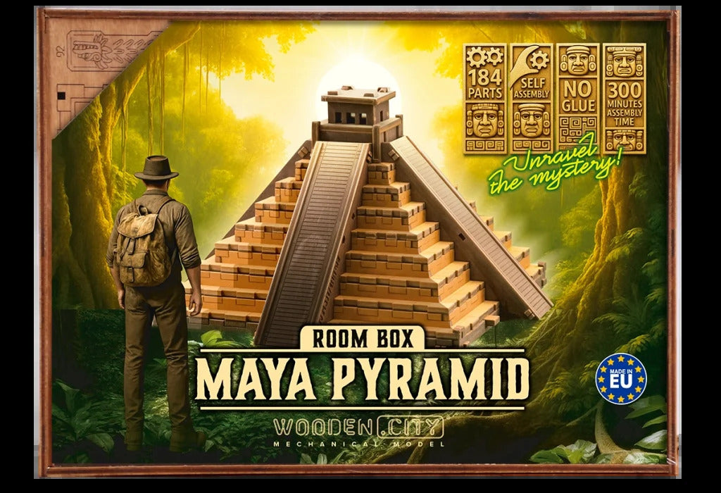 Galvosūkis Majų piramidė Escape Room dėžutė Medinės 3D dėlionės Wooden.City