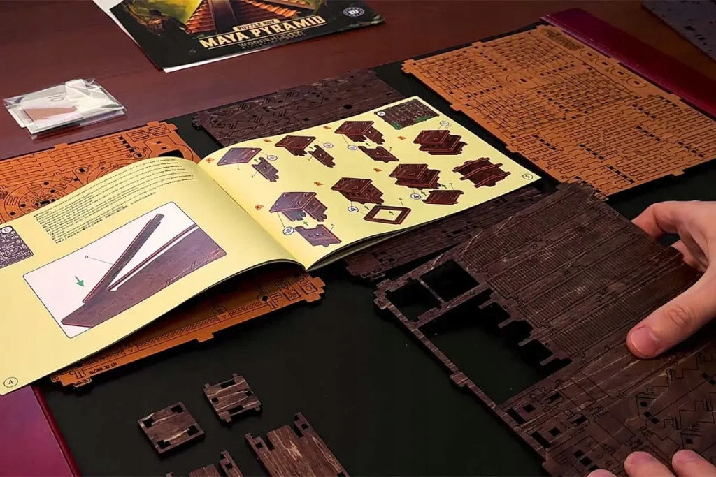 Galvosūkis Majų piramidė Escape Room dėžutė Medinės 3D dėlionės Wooden.City