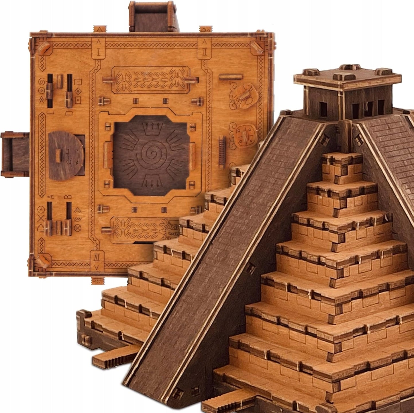 Galvosūkis Majų piramidė Escape Room dėžutė Medinės 3D dėlionės Wooden.City